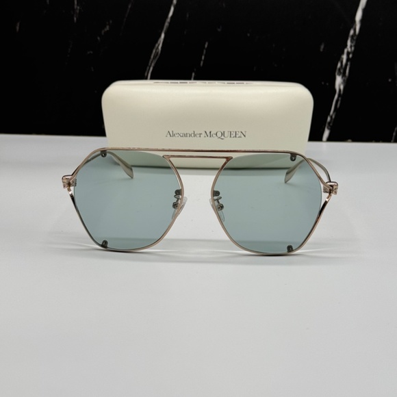 NEWALEXANDER MCQUEEN WOMEN SILVER BLUE SUNGLASSES